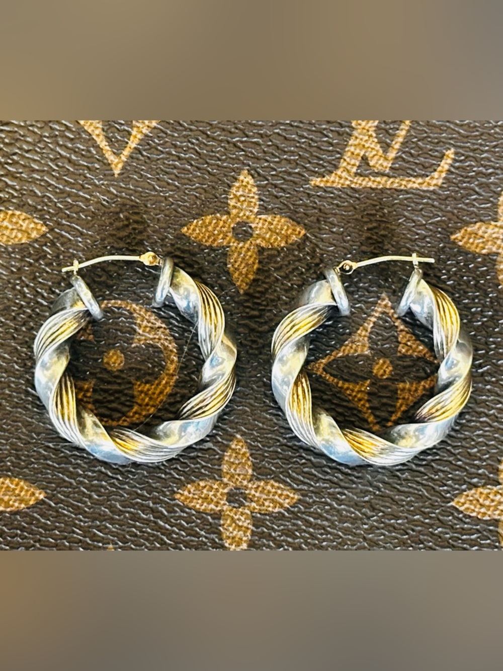 Peter Brams Designs Sterling Silver/14 Karat Yellow Gold Hoops For Pierced Ears - Picture 5 of 10